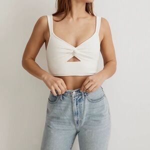 Madewell Cutout Knot Front Crop Tank Top NJ776 Lighthouse Ivory XXS